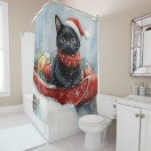 Black Cat in Sledge Let it Snow Christmas Duschvorhang (Beispiel)