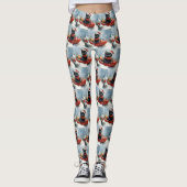 Black Cat in Sledge Let it Snow Christmas Leggings (Vorderseite)