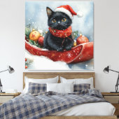 Black Cat in Sledge Let it Snow Christmas Leinwanddruck (Insitu (Schlafzimmer))