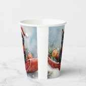 Black Cat in Sledge Let it Snow Christmas Pappbecher (Links)