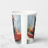 Black Cat in Sledge Let it Snow Christmas Pappbecher (Rechts)