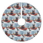 Black Cat in Sledge Let it Snow Christmas Polyester Weihnachtsbaumdecke (Vorderseite)