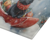 Black Cat in Sledge Let it Snow Christmas Schneidebrett (Ecke)