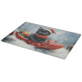 Black Cat in Sledge Let it Snow Christmas Schneidebrett (Ecke)
