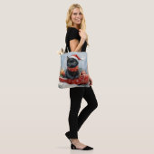 Black Cat in Sledge Let it Snow Christmas Tasche (Am Model)