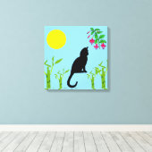Black Cat in the Sunlit Garden Canvas Print Leinwanddruck (Insitu (Holzboden))