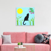 Black Cat in the Sunlit Garden Canvas Print Leinwanddruck (Insitu (Wohnzimmer))