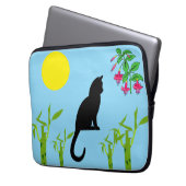 Black Cat in the Sunlit Garden Electronics Bag Laptopschutzhülle (Vorderseite Links)