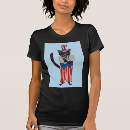 Black Cat In Uncle Sam Suit T-Shirt (Vorderseite)