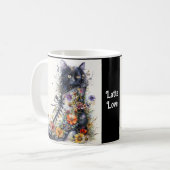 Black Cat in Whimsical Boot Latte Liebe Custom Kaffeetasse (Vorderseite Links)