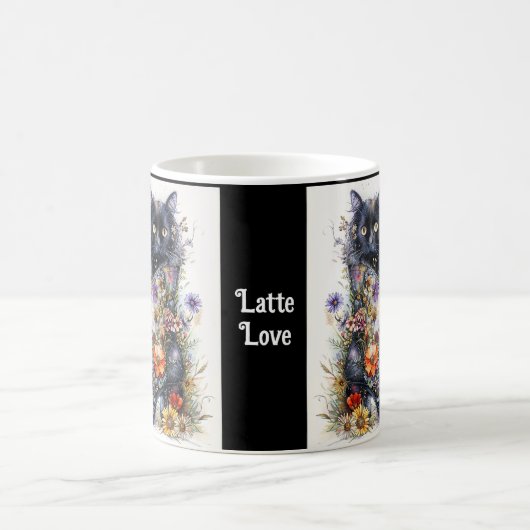 Black Cat in Whimsical Boot Latte Liebe Custom Kaffeetasse (Mittel)