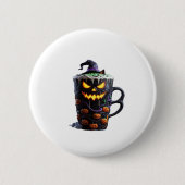 Black Cat in Witch Hat � Matcha Latte Magic Classi Button (Vorderseite)