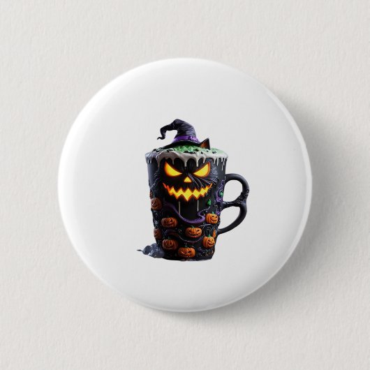 Black Cat in Witch Hat � Matcha Latte Magic Classi Button (Vorderseite)