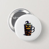 Black Cat in Witch Hat � Matcha Latte Magic Classi Button (Vorne & Hinten)