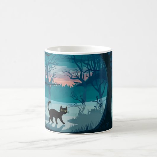 Black Cat in Woods Design Coffee Tasse (Mittel)