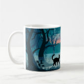 Black Cat in Woods Design Coffee Tasse (Links)