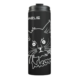 Black Cat individuelle Name Thermosbecher