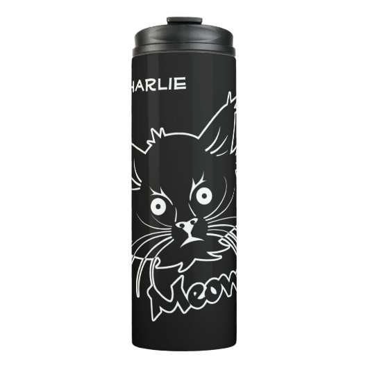 Black Cat individuelle Name Thermosbecher (Vorderseite)