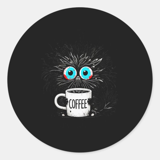 Black Cat Its Fine Im Fine Everything Is Fine Funn Runder Aufkleber (Vorderseite)