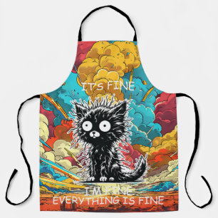 Black Cat "its Fine, Im Fine Everything Is Fine" ( Schürze