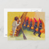 Black Cat Jack O Lanter Pumpkin Broom Postkarte (Vorne/Hinten)