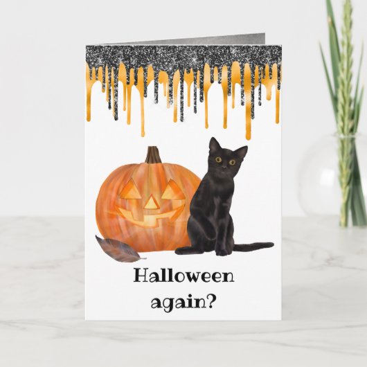 Black Cat Jack o' Lantern Halloween Card Karte (Vorderseite)
