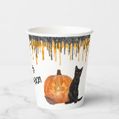 Black Cat Jack o' Lantern Halloween Paper Cups Pappbecher (Rückseite)