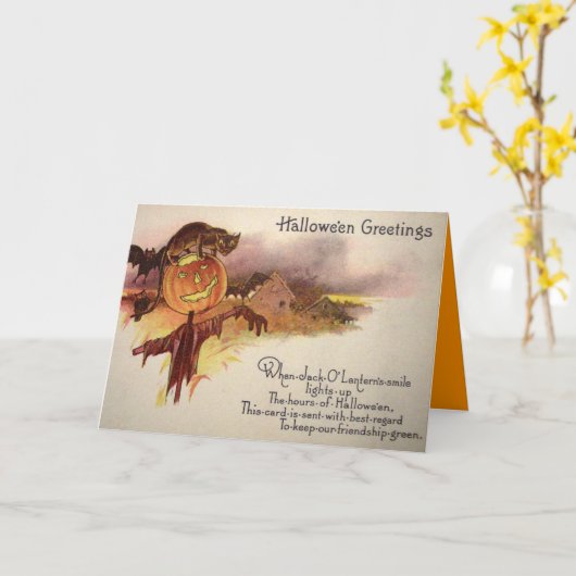 Black Cat Jack O' Lantern Pumpkin Becken Owl Karte (Gelbe Blume)