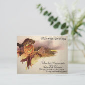 Black Cat Jack O' Lantern Pumpkin Becken Owl Postkarte (Stehend Vorderseite)