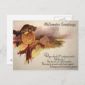 Black Cat Jack O' Lantern Pumpkin Becken Owl Postkarte (Vorne/Hinten)