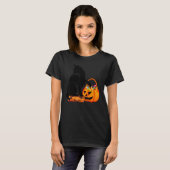 Black Cat Jack O' Lantern Pumpkin Sweet Candy T-Shirt (Vorne ganz)