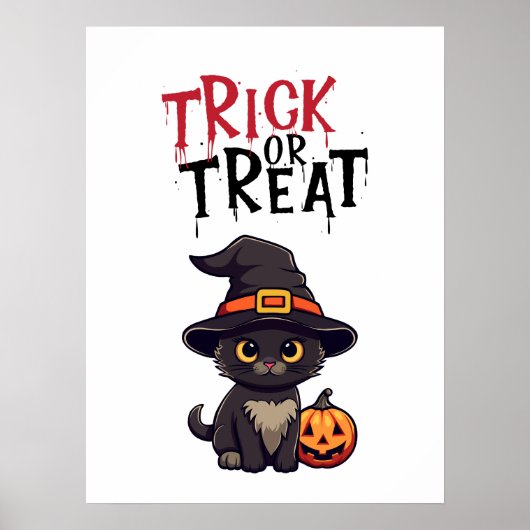 Black Cat Jack O' Lantern Trick oder Treat Poster (Vorne)