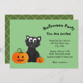 Black Cat Jack o' Lanterns Pumpkin Halloween-Party Einladung (Vorne/Hinten)