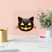 Black Cat Jack o'Lantern Emoji Classic T - Shirt Acrylschild (Hochzeit)