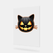 Black Cat Jack o'Lantern Emoji Classic T - Shirt Acrylschild (Winkel)