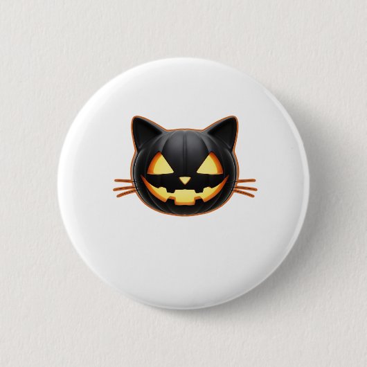 Black Cat Jack o'Lantern Emoji Classic T - Shirt Button (Vorderseite)