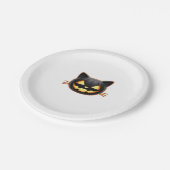 Black Cat Jack o'Lantern Emoji Classic T - Shirt Pappteller (Schrägansicht)