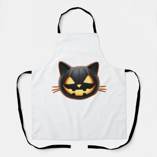 Black Cat Jack o'Lantern Emoji Classic T - Shirt Schürze (Vorderseite)