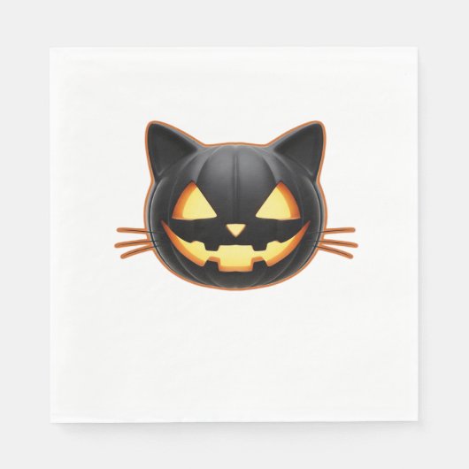 Black Cat Jack o'Lantern Emoji Classic T - Shirt Serviette (Vorderseite)