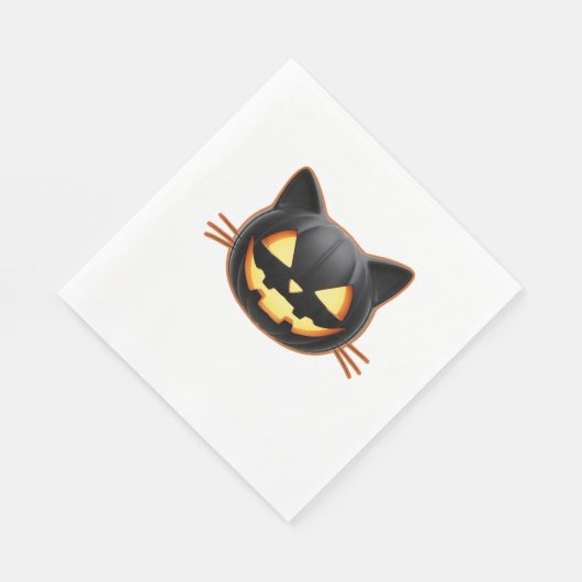 Black Cat Jack o'Lantern Emoji Classic T - Shirt Serviette (Ecke)