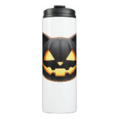 Black Cat Jack o'Lantern Emoji Classic T - Shirt Thermosbecher (Vorderseite)