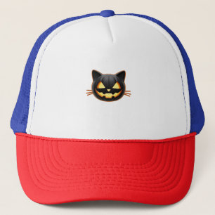 Black Cat Jack o'Lantern Emoji Classic T - Shirt Truckerkappe