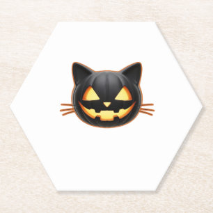 Black Cat Jack o'Lantern Emoji Classic T - Shirt Untersetzer