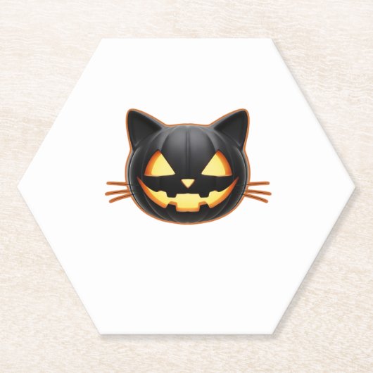 Black Cat Jack o'Lantern Emoji Classic T - Shirt Untersetzer (Vorderseite)