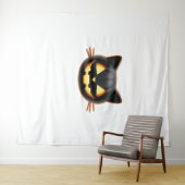 Black Cat Jack o'Lantern Emoji Classic T - Shirt Wandteppich (Beispiel (Horizontal))