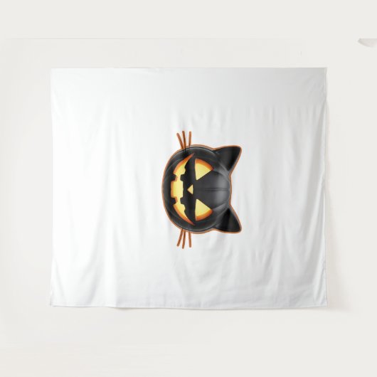 Black Cat Jack o'Lantern Emoji Classic T - Shirt Wandteppich (Vorderseite (Horizontal))