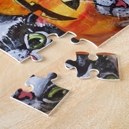 Black Cat & Jack O'Lantern Halloween Jigsaw Puzzle (Seite)