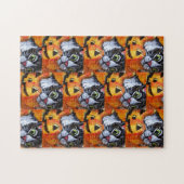 Black Cat & Jack O'Lantern Halloween Jigsaw Puzzle (Horizontal)
