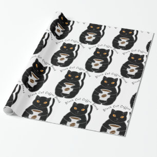 Black Cat Kaffee Break Thunder_Cove Geschenkpapier