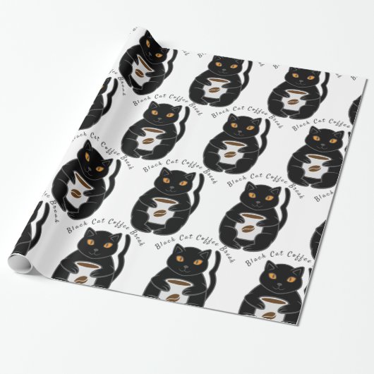 Black Cat Kaffee Break Thunder_Cove Geschenkpapier (Ungerollt)